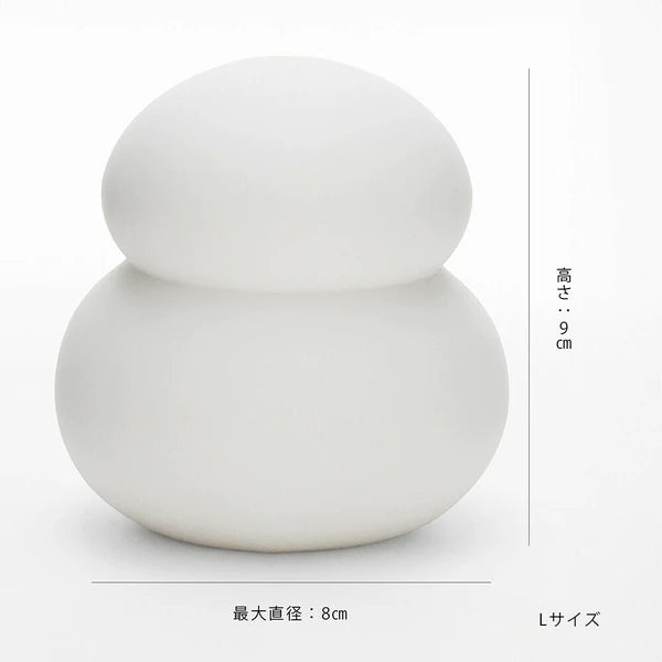 鏡餅のオブジェとしても使える 半磁器のLEDライト 雪だるま(L)