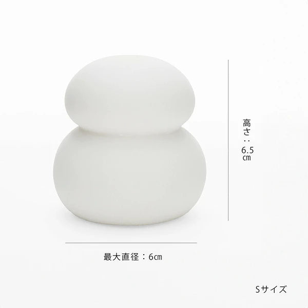 鏡餅のオブジェとしても使える 半磁器のLEDライト 雪だるま(S)