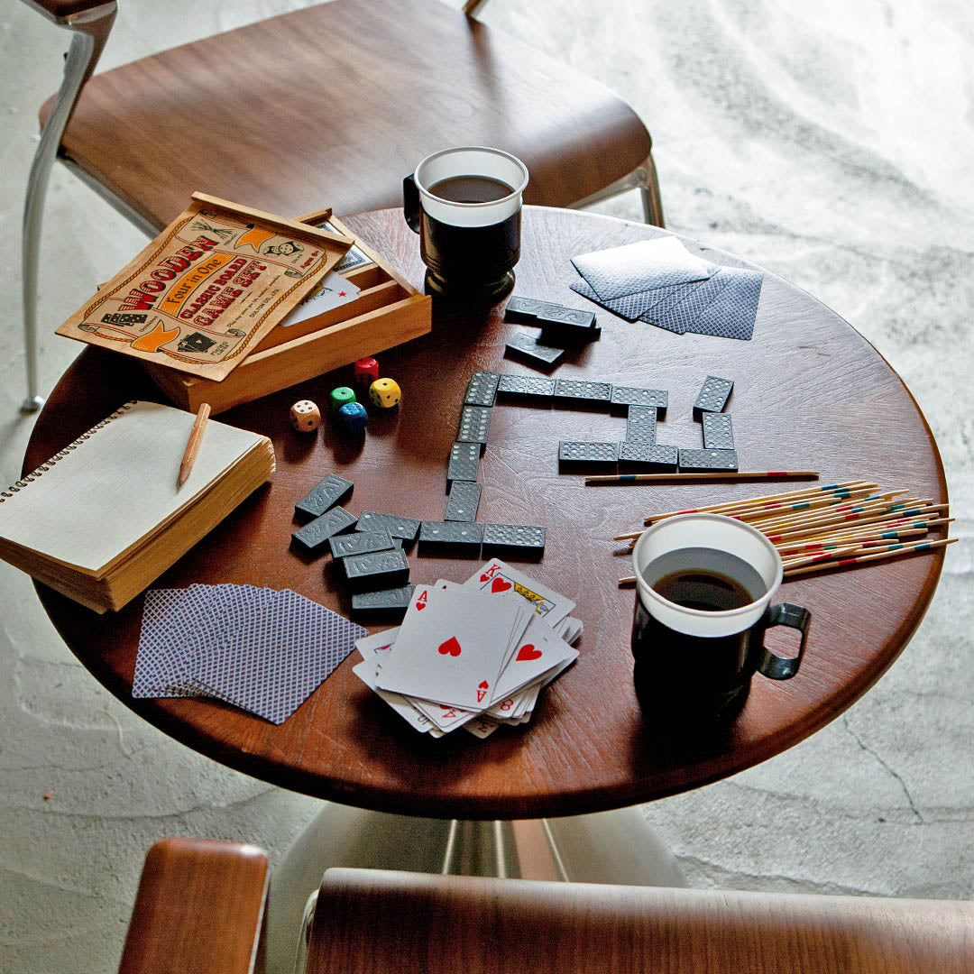 ウッデン 4イン1 クラシック ボード ゲーム セット ナチュラル