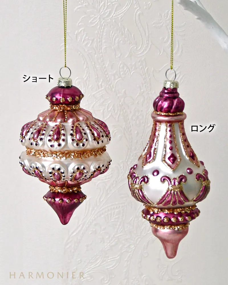 グラスフィニアルオーナメントピンク　ロング