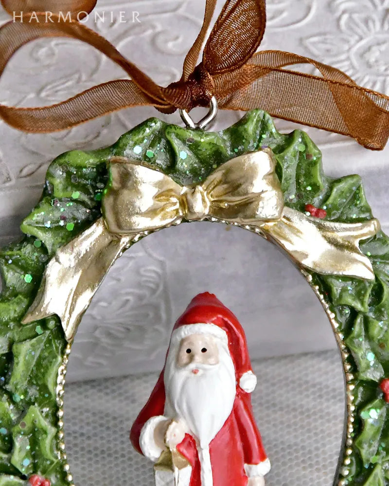 ミニリボンリースオーナメント　サンタ