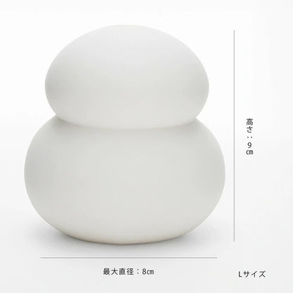 鏡餅のオブジェとしても使える 半磁器のLEDライト 雪だるま(L)