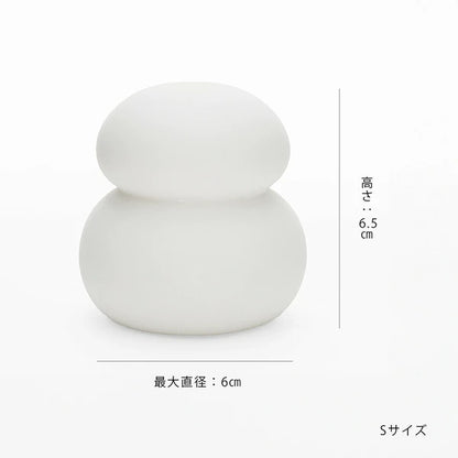 鏡餅のオブジェとしても使える 半磁器のLEDライト 雪だるま(S)