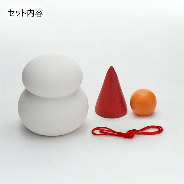 鏡餅のオブジェとしても使える 半磁器のLEDライト 雪だるま(S)