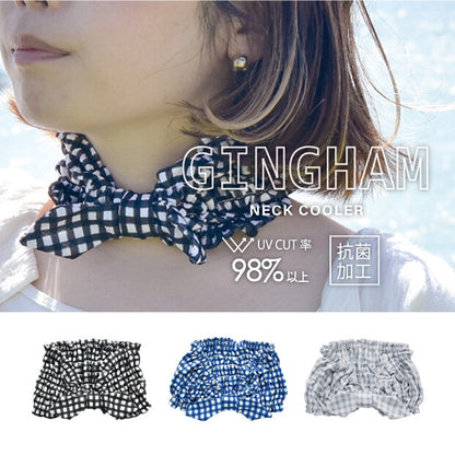 ネッククーラー 水で濡らすとひんやりGINGHAM 【COOL】GRAY