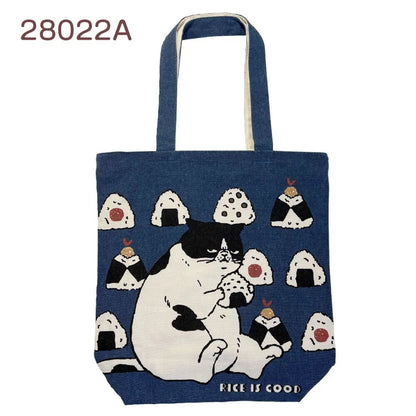 トートバッグ　マツネコおにぎり　ネイビー
