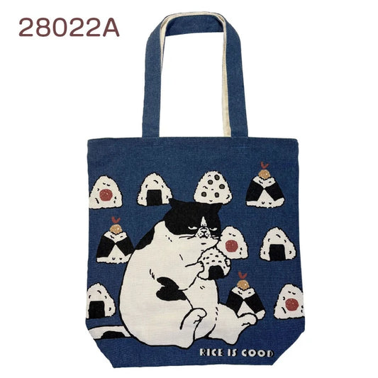 トートバッグ　マツネコおにぎり　ネイビー