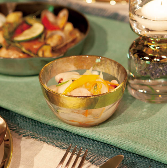 グラステーブルウェア オーボ ゴールド ボウル 95