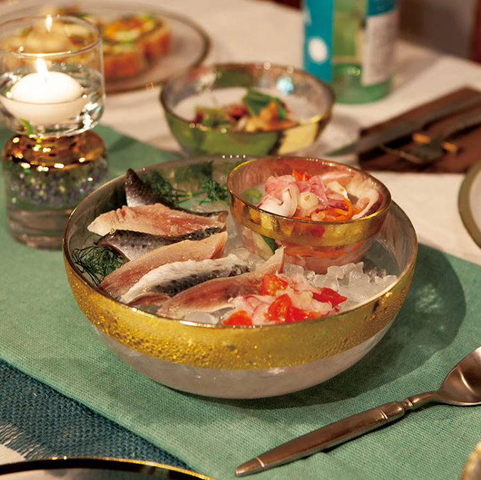 グラステーブルウェア オーボ ゴールド ボウル 205